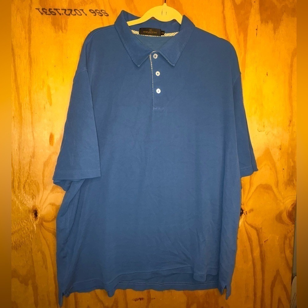Bugatchi Uomo Polo Shirt Mens XXL Blue Short Sleeve Cotton Casual